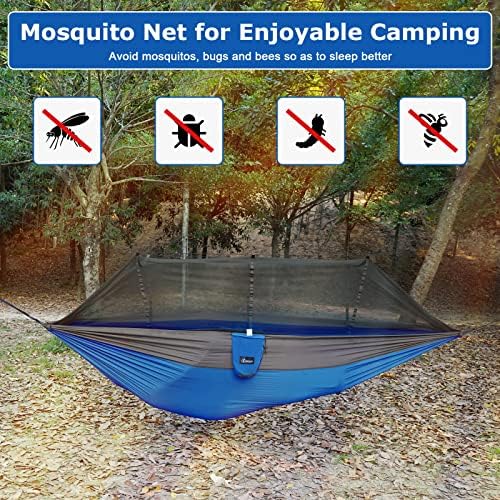 Компанија за кампување со кампување со комарци и летање со дожд, двојно преносен хамак, 2 лица најлон падобран шатор за хамак со