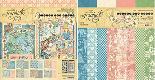 Графички 45 хартии за колекција на чај на Алис и подлога за модели и цврсти материи - Декоративни трудови од 12х12 - 2 артикли, меки