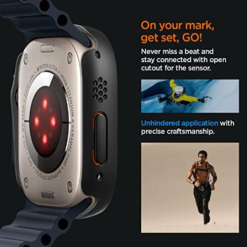 Spigen Lite Fit Ultra Band дизајниран за Apple Watch Ultra 49mm, 8/7 45mm, SE2/6/SE/5/4 44mm и серија 3/2/1 42mm и тенки вклопувања 360 дизајнирани за Apple Watch Ultra со заштитен стаклен екран заштитник