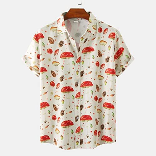 Bmisegm летни мажи кошули машки летни летни обични печурки Печурка со кратки ракави за кратки ракави, исклучете ги кошулите со кошули за мажи