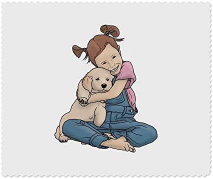 Azeeda 2 x 'Девојче што го гушка кученцето' микрофибер леќи/чаши за чистење крпи за чистење