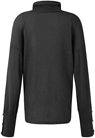 Женски пад џемпери 2022 копче за пулвер до долга ракав цврста боја плетена кошула за дното на зимска облека