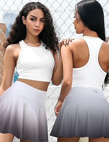 Плетирано тениско здолниште за жени со шорцеви атлетски голф -голф со џебови со високи тренинзи со половината што трчаат здолништа