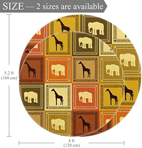 Llnsupply Round Kids Pare Area reg Elephant Giraffe Vintage Brown Rurness Bursed Pad мека преклопна дете игра Мат екстра голем