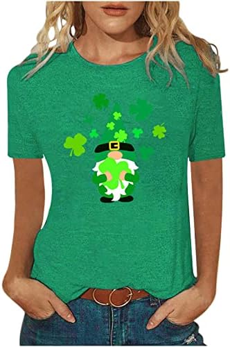 Ирски гном пијат пиво среќа Шамрок гном Св Патрикс Ден маица женски кратки ракави со зелена детелина кошули случајни врвни врвни