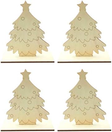 Хуангксинг-6 парчиња Дрвена Фигурина Од Новогодишна Елка Дрво Божиќни Украси За Маса Занаети Подароци За Декор За Домашна Божиќна Забава