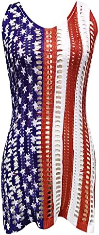 Капчиња Костим За Капење За Жени, Секси Плажа Фустан Со Американско Знаме Печатење Денот На Независноста Бикини Прикривање