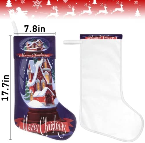 Среќен Божиќ 1 пакет Божиќно порибување, снежно стакло топка Супер меки Божиќни чорапи со кадифени чорапи за скали камин домашни