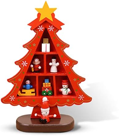 2 Комплет Мини Дрвена Новогодишна Елка Мал Божиќен Украс За Биро Смешен Декор За Маса За Кукли Метален Занает Снабдување Со Знаци За
