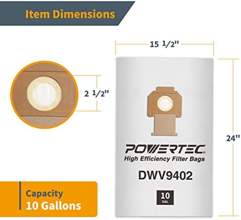 POWERTEC 75029 Руно Филтер Кеси За DeWalt DWV9402 Одговара DWV012/ DWV010 Прашина Екстрактори, 5PK