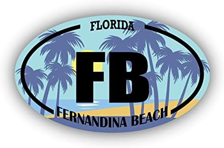 ФБ Фернандина Бич Флорида | Налепници за обележје на плажа | Океан, море, езеро, песок, сурфање, лопатка | Совршен за автомобили, прозорци,