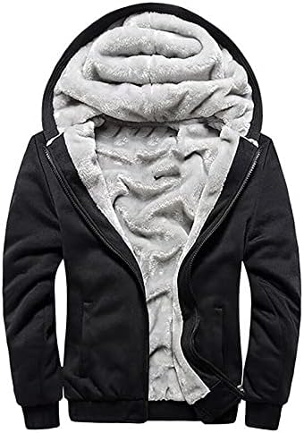 Качулки за мажи со целосна патент со качулка од руно маички за мажи зимски топло дебели палта на патеки надворешна облека со џебови со