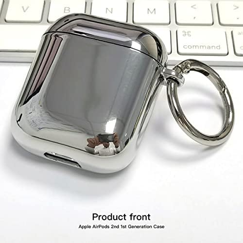 Сребрено огледало AirPods Case - Компатибилен со Apple Airpod 1 -ви и 2 -та генерација, тврд компјутер за компјутер за максимална заштита