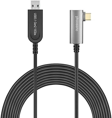 USB A до C продолжение Оптички кабел за влакна USB 3.1 Gen2 10Gbps 10M 33FT десно аголно компатибилен со Microsoft Azure Logitech