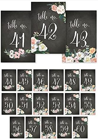 Andaz Press Peach Chalkboard Floral Garden Collection Collection Collection, броеви на табели 41-60 на перфорирана хартија,