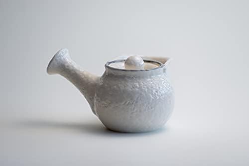 Јапонски керамички пеликан чајник - изработен во Кјото, Јапонија - Шино Вајт - мал