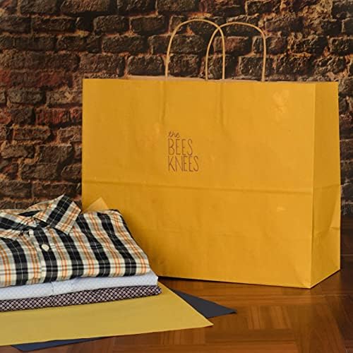 Занаетчиска Торба со Рачки - 16х6х12 50 Пакувајте Големи Жолти Торби За Пазарење, Слатки Торби За Подароци Од Крафт Хартија Со Рачки