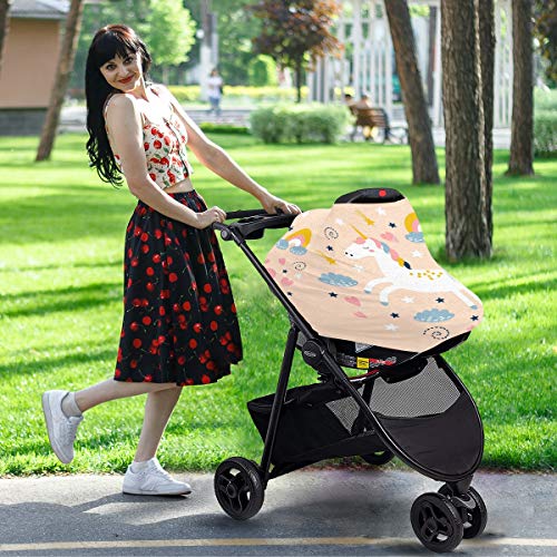 Слатко капаци на седиштето за бебиња со еднорог - шетач на крошна со високи столици, мулти -употреба на крошна на автомобили, за мајки и бебиња