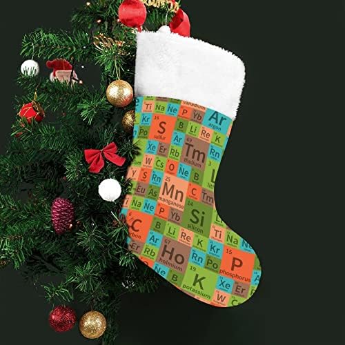 Хемиска периодична маса Божиќно порибување Божиќно дрво камин виси чорапи со кратка кадифен манжетна декорација за домашна забава