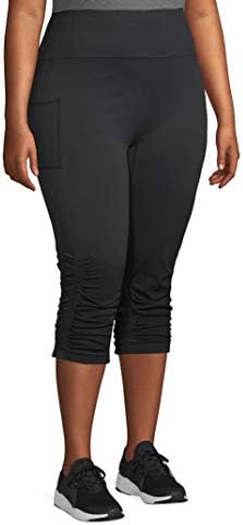 Под контрола плус големина хеланки на капри за жени со џебна стомачна контрола со висока половината јога панталони тренингот за пантолони 1x 2x