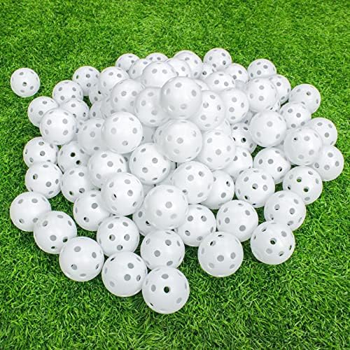 Kahuayi 100 пакувања вежбаат топки за голф, проток на воздух, шупливи пластични топки за голф, вежбаат обука за возење, вежбање,