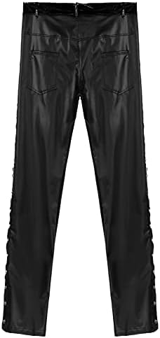Машки кожни панталони за машка машка панталони панк 80 -ти слаби хеланки Тесни готски мотоциклички велосипедисти панталони