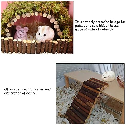 Катсон 2 парчиња зајаче дрвен мост играчка мали животни кафез дрво скалила природно скривалиште за чинчили, заморчиња и хрчаци