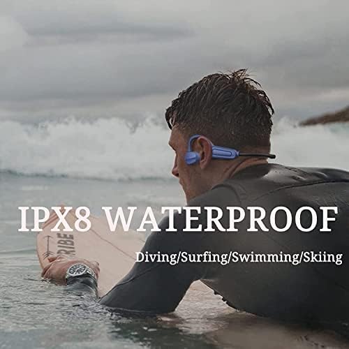 Ikxo Водоотпорни Слушалки За Спроводливост на Коските За Пливање, MP3 Плеер Безжични Спортски Слушалки IPX8 Отворено Уво Вградена