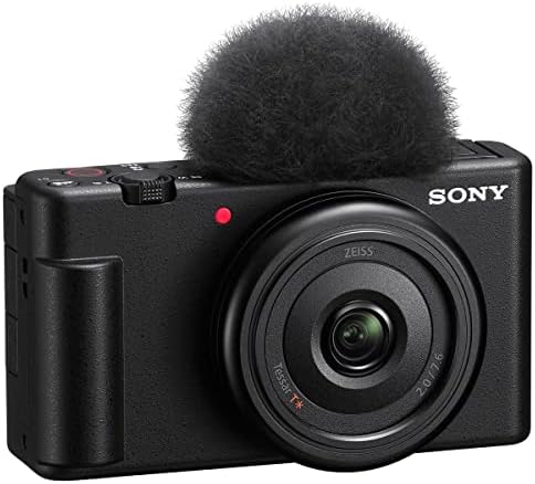 Камера за влогање на Sony ZV-1F, црн пакет со 64 GB SD картичка, торба за рамо, дополнителна батерија, полнач, заштитник на екранот,