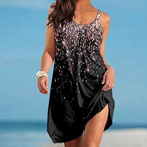 Кцјгикпок Фустани Со Плус Големина, Преголеми Цветни Принтови Камизола Со Кружен Врат Фустан Од Плажа Лето Плус Големина Фустани За Жени 2023