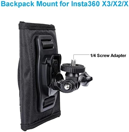 Поставување на ранец на ранец на камера за Pellking за insta360 One X3/One X2/One R/Go 2 компатибилен со GoPro Hero10/9/8/7/6 и друга акционен фотоапарат, со 1/4 адаптер
