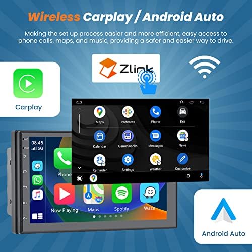 2+32G 7 инчен Андроид Двоен Дин Автомобил Стерео, Безжичен Apple CarPlay, Podofo Екран На Допир Автомобил Радио Со Android Auto, Bluetooth,