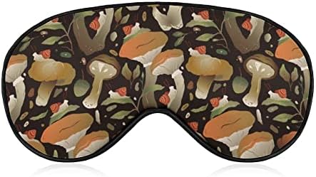Есенска шумска печурка маска за очи за очи за спиење со прилагодливи блокови од ленти, светло заслепеник за патување за спиење јога дремки