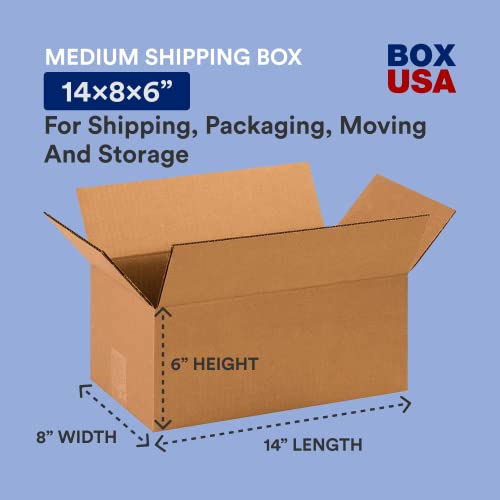 КУТИЈА САД 14 х 8 х 6 Брановидни Картонски Кутии, Средни 14 L x 8 W x 6 H, Пакет на 25 | Испорака, Пакување, Движење, Кутија За Складирање За Дома или Бизнис, Силни Големо Кутии