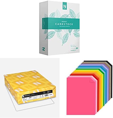 Neenah White Index Index Cardstock, 300 листови и картони, 8,5 x 11, 90 lb/163 GSM, бела, 94 осветленост, 300 листови и креативни класични класици Специјалност за почетници на картони, 72 брои