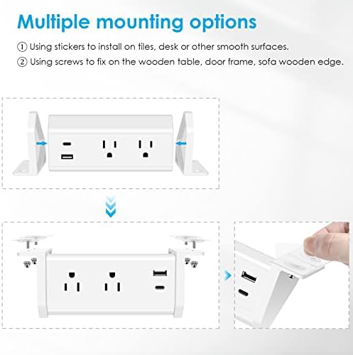 Junnuj под бирото за напојување со лента USB C, заштитник на десктоп за монтирање со 18W USB-A порта, лента за напојување на работната лента за брзо полнење, под држач на табе?