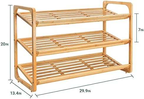 JMLHMXC BAMBOO SHOE RACK BENCH, 34''L*12.5''W*17.5'''H Продолжено издание 3-нивоата за чевли за влез за влез, Организатор на дрвени чевли