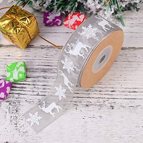 Abaodam 2,5 см широк Божиќ жичен лента со снегулка на елени лента лента за Божиќ, венец, декорација на забави, завиткување на подароци