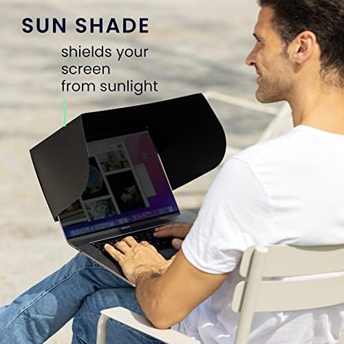 Laptop Sun Shield KWMobile - Сенка за лаптоп компјутерски екран Заштита за заштита на отворено надвор - лаптоп визир Сонце покритие -