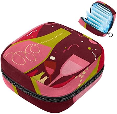 Санитарна торба за складирање на салфетка, торбичка за подлога, торбичка за подлога, мала торба за шминка, апстрактна шарена чаша за шише црвена шема