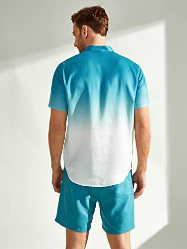 Форнс машко случајно копче надолу со кошули со кратки ракави со шорцеви поставени 2 парчиња облека