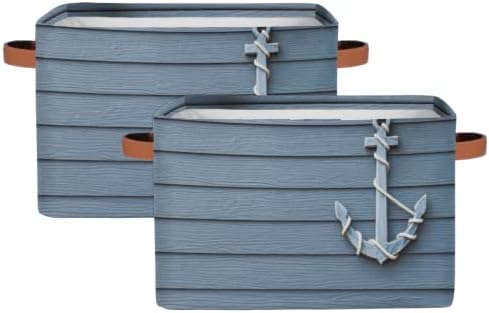2 коцки за корпи за складирање на пакувања морнарички прицврстувачки дрвени преклопувачки корпи за складирање со рачки големи организатор на склопување