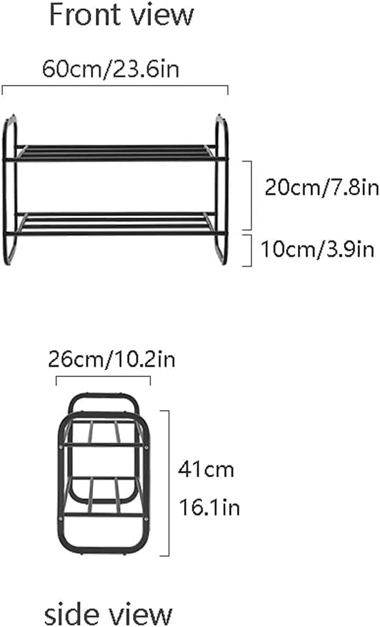 Полицата за чевли за чевли Makbee Едноставен 2-нивоа за складирање на решетки за чевли, организатор за слободно стоење на чевли за чевли, организатор