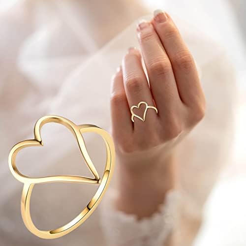 Titaniumенски челик во форма на срце, женски обичен прстен не губи боја од не'рѓосувачки челик прстен во форма на срце, 1012