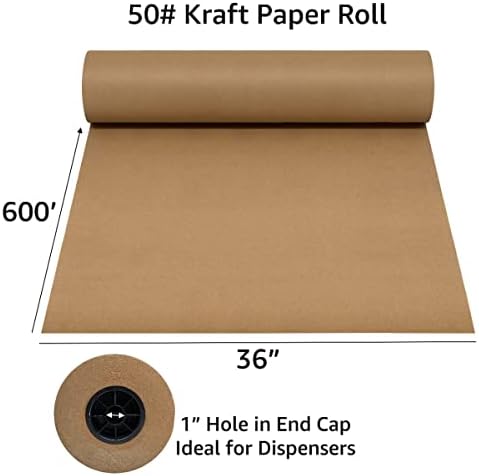 Uoffice kraft хартија ролна 600'x36 50lb јачина на кафеава испорака за завиткување на завиткување