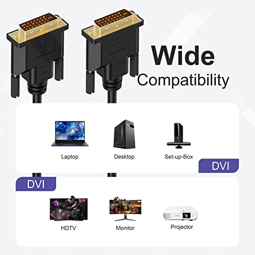 DVI до DVI кабел 5-пакет, 3,3 ft DVI-D до DVI-D двојна врска кабел компјутерски монитор за монитор за лаптоп, десктоп, графичка картичка,