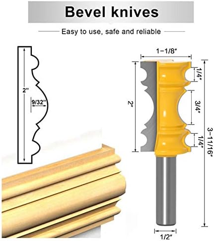 MMDSG рутер за обликување на круни, бит, 1/2 инчи Шанк, секач за мелење на раб на раб, алатки за обработка на обработка на архитектонско