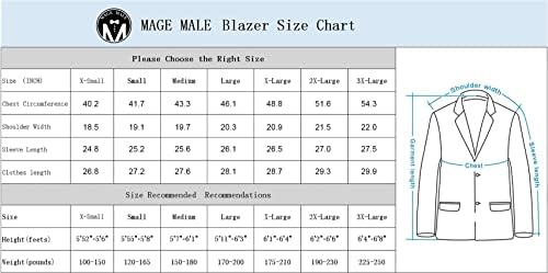 Mage Mage Man's Slim Fit Blazer јакни одговараат на едно копче лесни спортови со палки за обичен блејзер