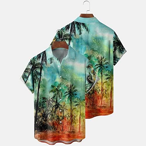 Bmisegm летни маички маички маички печатени кошули кратки ракави копче надолу кошули со кошули на плажа за големи високи мани