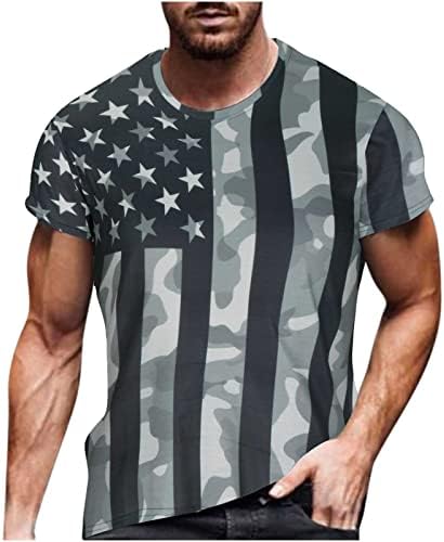Американска кошула со знаме Гроздобер патриотски патриотски 4-ти јули во САД, маица со знамето, летни мажички графички тимови,